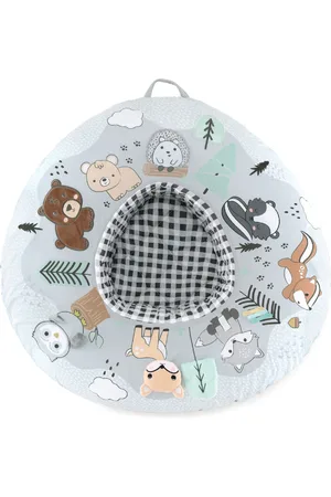 The Peanutshell Woodland Baby Play Ring - White/grey/green/brown/khaki