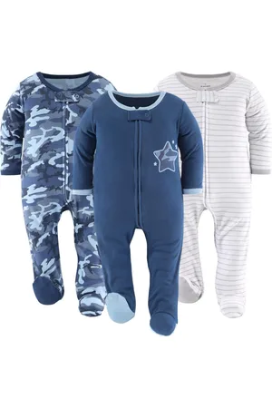 The Peanutshell Baby Boys Camo Footed Sleepers for Boys, 3-Pack