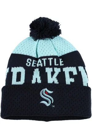 Outerstuff Big Boys and Girls Seattle Kraken Stretchark Cuffed Knit Hat with Pom