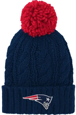 Outerstuff Big Girls New England Patriots Team Cable Cuffed Knit Hat with Pom