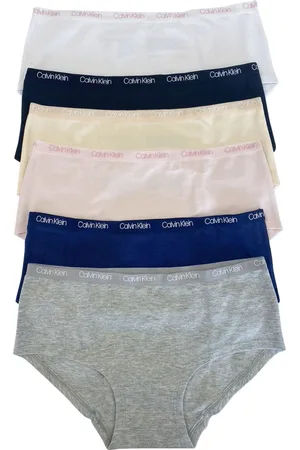 Calvin Klein Big Girls Cotton Hipster Set, Pack of 6 - Crystal Pink, Black, Nude, Heather Gray