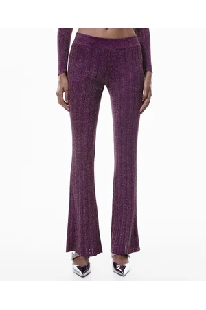 Dark Purple Ribbed Flares, Womens Trousers