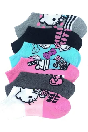 Hello Kitty Big Girls No Show Socks, Pack of 6