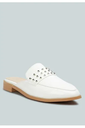 RAG & CO Yashta Womens Patent Studded Flat Mules