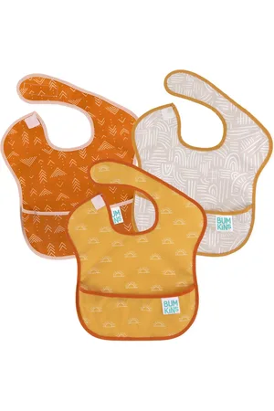 Bumkins SuperBib Baby Boys and Girls Bibs, Pack of 3 - Sunshine, Wander and Grounded