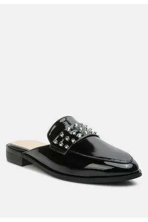 RAG & CO Yashta Womens Patent Studded Flat Mules