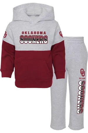 Outerstuff Toddler Boys and Girls Heather Gray, Crimson Oklahoma Sooners Playmaker Pullover Hoodie and Pants Set - Heather Gray, Crimson