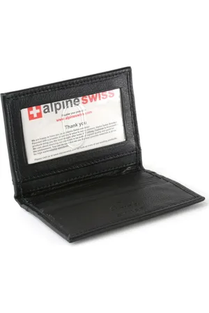 Alpine Swiss Thin Front Pocket Wallet Business Card Case 2 Id Window 6 Card Slot