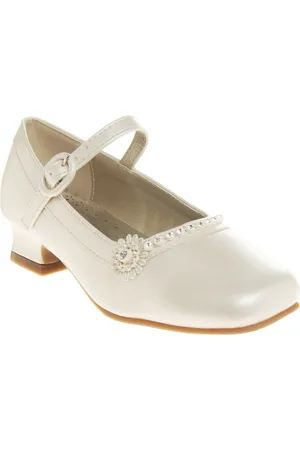 Josmo Little Girls Low Heeled Flower Detail Dress Shoes