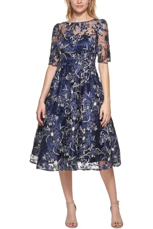 Eliza J Embroidered Sequin Midi Dress