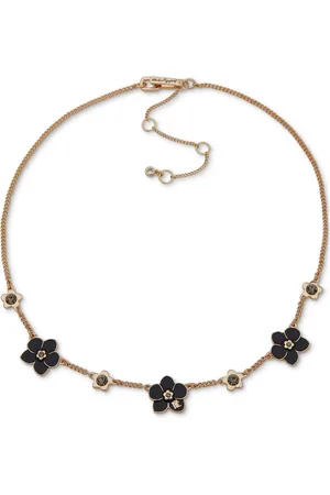Karl Lagerfeld Gold-Tone Flower Frontal Necklace, 16" + 3" extender