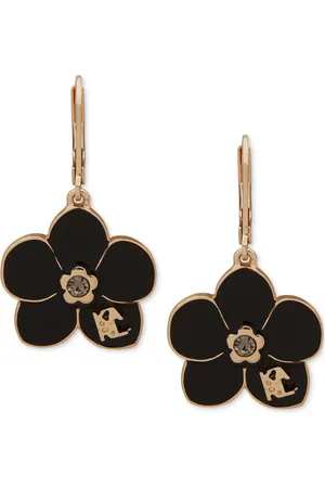 Karl Lagerfeld Gold-Tone Flower Drop Earrings