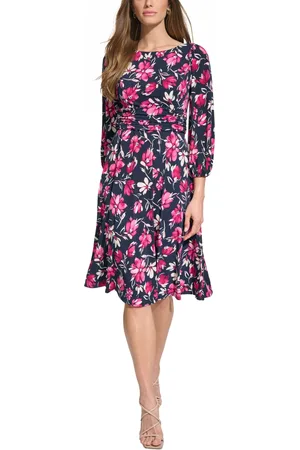 Jessica Howard Women's Plus Size Embellished Floral Burnout Dress Char