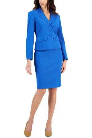 Le Suit Women's Tweed Button-Up Pencil Skirt Suit. Regular and