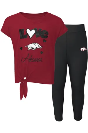 Outerstuff Preschool Girls Cardinal, Black Arkansas Razorbacks Forever Love T-shirt and Leggings Set - Cardinal, Black