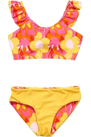 Snapper Rock Toddler, Child Girls Pop of Sunshine Frill Crop Bikini