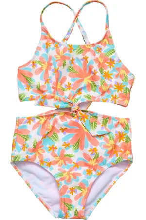 Snapper Rock Toddler, Child Girl Hawaiian Luau Sustainable Cut Out Swimsuit