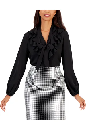 Kasper Petite Ruffled Tie-Neck Blouse
