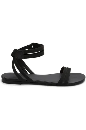 LEONA Black Thong Flat Sandals