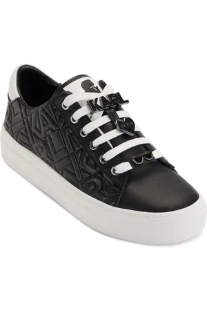 Karl Lagerfeld Cate Karl Box Lace-Up Low-Top Sneakers - Black/ Bright White