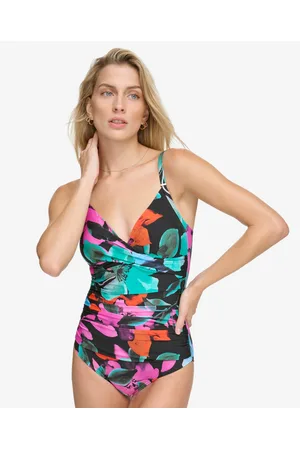Michael Kors Plus Size Keyhole Tummy-Control One-Piece Swimsuit - Macy's