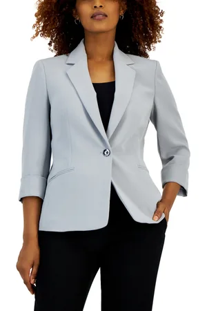 Kasper Petite Gray Striped Blazer Suit Coat 3 Button Womens Size