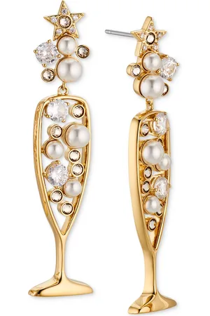 AJOA By Nadri Crystal & Imitation Pearl Champagne Drop Earrings