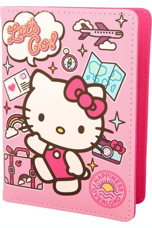 Hello Kitty Sanrio Passport Holder and Luggage Tag Set, Travel Gift Accessories - Pink, white