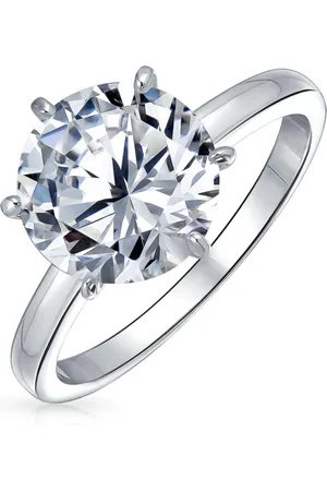 Bling Jewelry Classic Timeless Cubic Zirconia 3CT Cz 6 Prong Setting Round Solitaire Promise Ring Thin Band Sterling