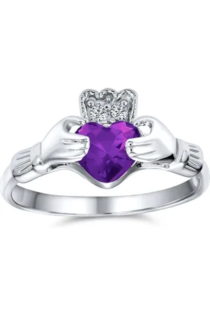 Bling Jewelry Sorority Sister Bff Celtic Irish Friendship Promise Cz Cubic Zirconia Crown Heart Claddagh Ring.925 Sterling Silver