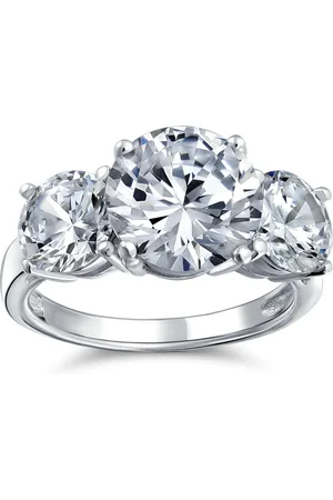 Bling Jewelry 3CTW Cz Past Present Future Three Stone Promise Ring Round Solitaire Cut Cubic Zirconia .925 Sterling
