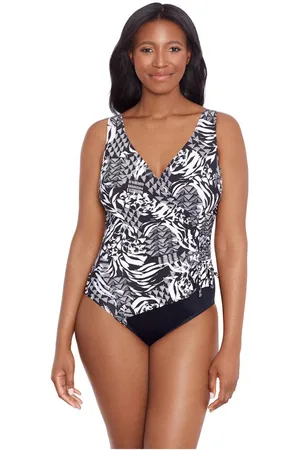 Gottex Abstract Art Print V-Neck Surplice One Piece Swimsuit