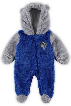 Outerstuff Baby Boys and Girls Royal, Gray Los Angeles Rams Game Nap Teddy Fleece Bunting Full-Zip Sleeper - Royal, Gray