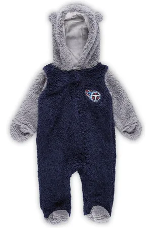 Outerstuff Baby Boys and Girls Navy, Gray Tennessee Titans Game Nap Teddy Fleece Bunting Full-Zip Sleeper - Navy, Gray