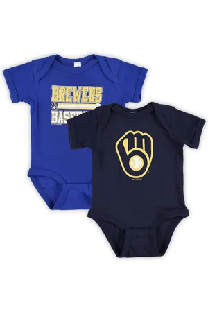 Soft As A Grape Baby Boys and Girls Navy, Royal Milwaukee Brewers 2-Piece Body Suit - Navy, Royal