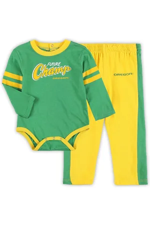 Outerstuff Baby Boys and Girls Green, Yellow Oregon Ducks Little Kicker Long Sleeve Bodysuit and Sweatpants Set - Green, Yellow