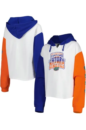 Outerstuff Big Girls White, Royal Distressed Florida Gators Color Run Fleece Pullover Hoodie - White, Royal