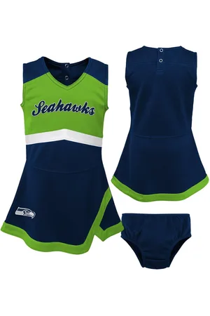 Outerstuff Little Girls Seattle Seahawks Two-Piece Cheer Captain Jumper Dress with Bloomers Set