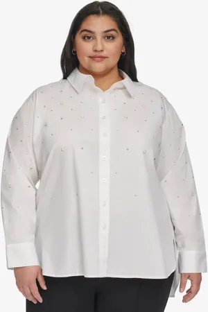 Karl Lagerfeld Plus Size Imitation Pearl Blouse, First@Macy