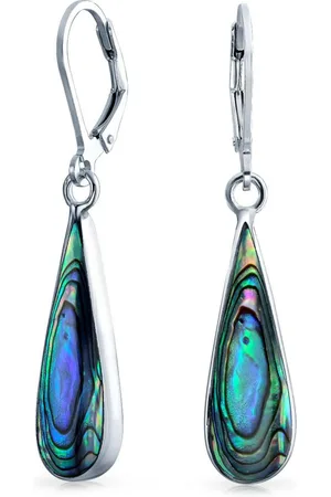 Macy's Abalone Inlay Teardrop Filigree Fishhook Earrings In Silver