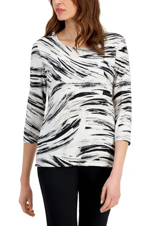 Jm Collection Women's Coastal Cascade Jacquard Printed Top, Created for  Macy's