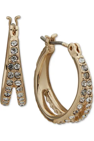 Karl Lagerfeld Gold-Tone Pave Split Hoop Earrings