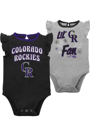 Outerstuff Baby Girls Black, Heather Gray Colorado Rockies Little Fan Two-Pack Bodysuit Set - Black, Heather Gray