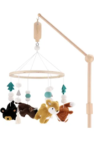 The Peanutshell Western Woods Baby Musical Wooden Crib Mobile