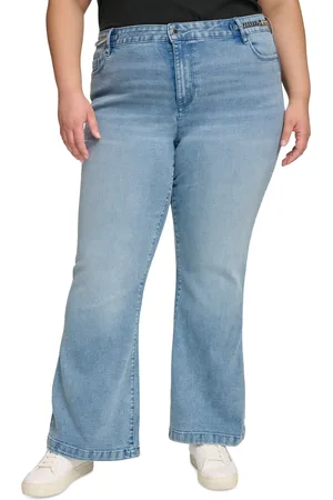 Karl Lagerfeld Plus Size Chain-Trim Flare Jeans, First@Macy