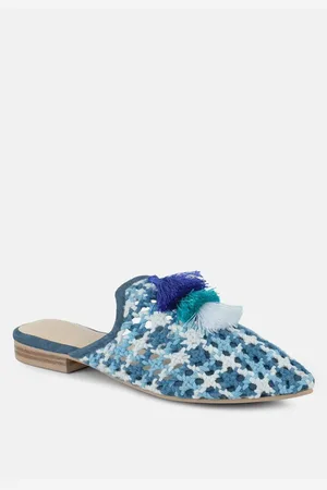 RAG & CO Mariana Womens Woven Flat Mules With Tassels