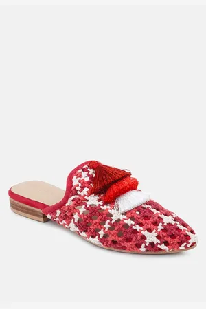 RAG & CO Mariana Womens Woven Flat Mules With Tassels