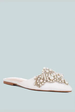 RAG & CO Astre Pearl Embellished Shimmer Mules