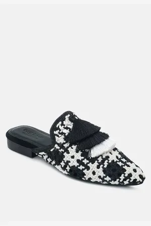 RAG & CO Mariana Womens Woven Flat Mules With Tassels