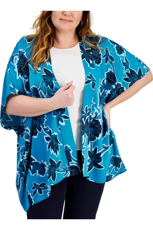 Anne Klein Plus Size Big Dot Chiffon Kimono - Macy's